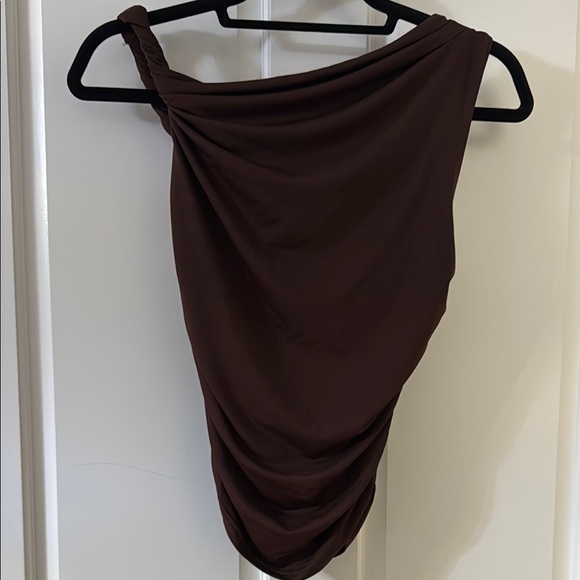 Brown One-Shoulder Top